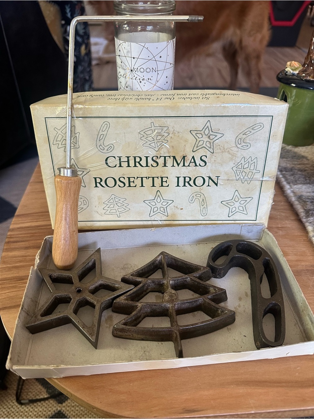 Williams Sonoma  Rosette Iron set star, tree, candy cane used oiled Germany